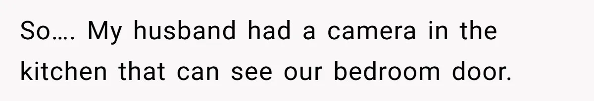 So…. My husband had a camera in the kitchen that can see our bedroom door.