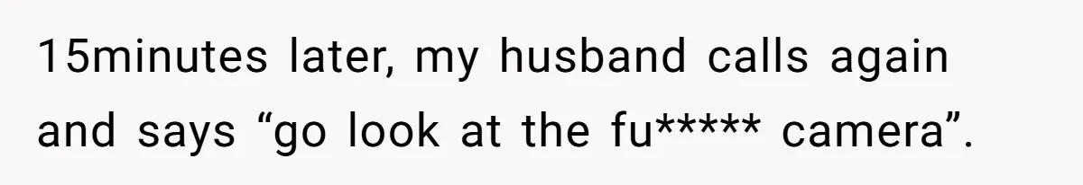 15minutes later, my husband calls again and says “go look at the fu***** camera”.