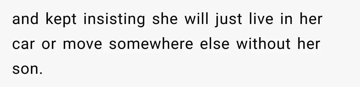 and kept insisting she will just live in her car or move somewhere else without her son.