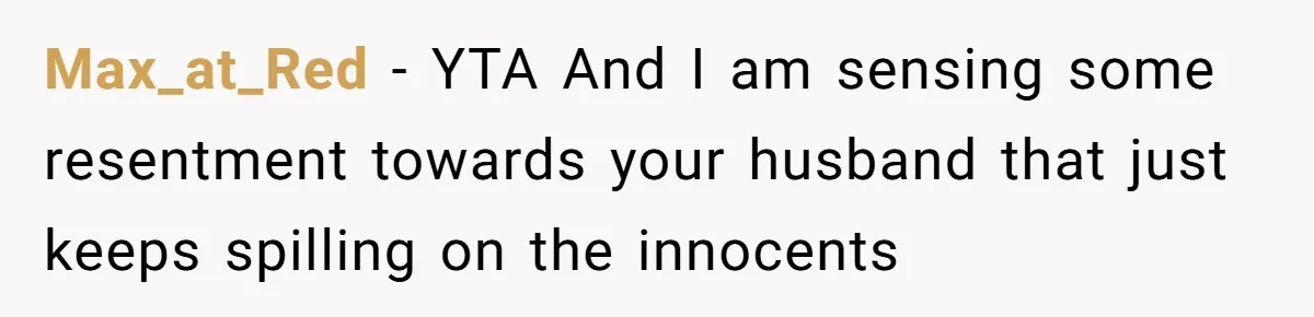 Max_at_Red − YTA And I am sensing some resentment towards your husband that just keeps spilling on the innocents