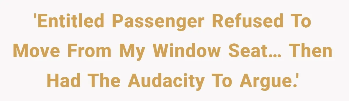 'Entitled passenger refused to move from my window seat… then had the audacity to argue.'