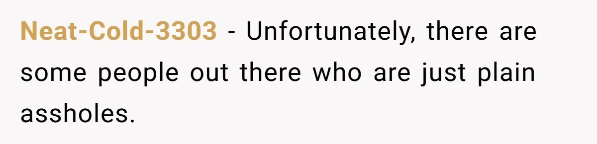 Neat-Cold-3303 − Unfortunately, there are some people out there who are just plain assholes.