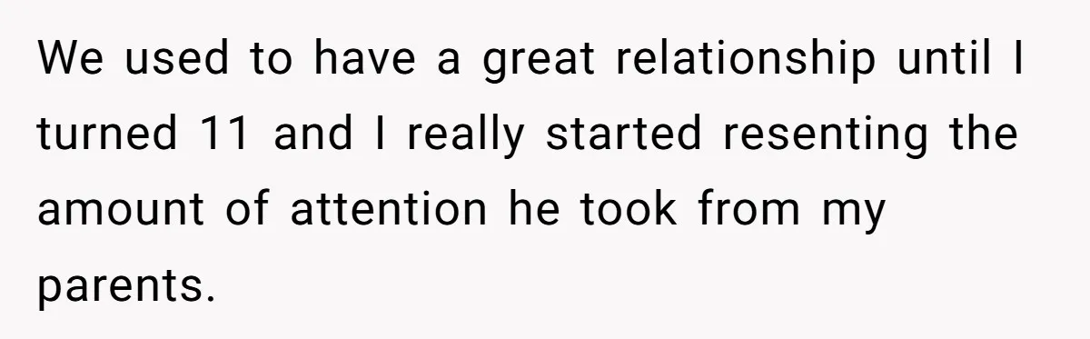 Teen Admits He Bullied His Disabled Brother For Years, Breaks Down After One Moment Changes Everything We used to have a great relationship until I turned 11 and I really started resenting the amount of attention he took from my parents.