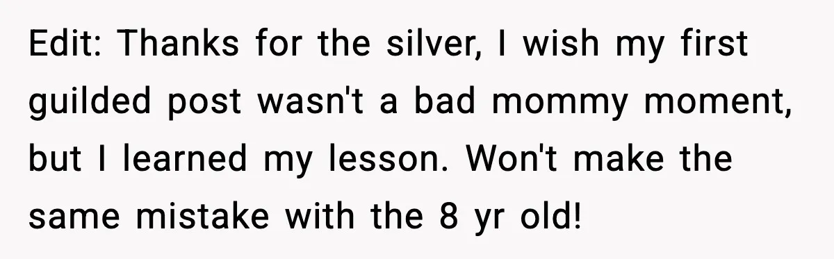 Parent Warns Son About Falling Tree, Kid Says He’s “Scarred for Life” Edit: Thanks for the silver, I wish my first guilded post wasn't a bad mommy moment, but I learned my lesson. Won't make the same mistake with the 8 yr...