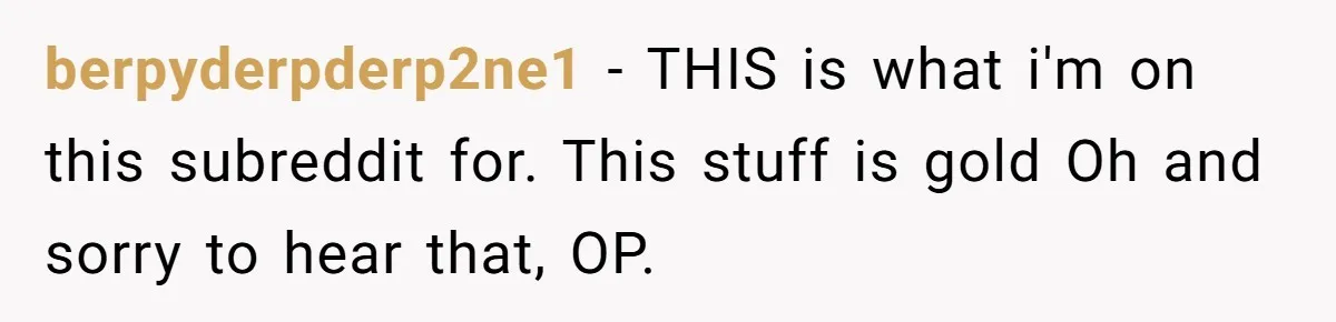 berpyderpderp2ne1 − THIS is what i'm on this subreddit for. This stuff is gold Oh and sorry to hear that, OP.