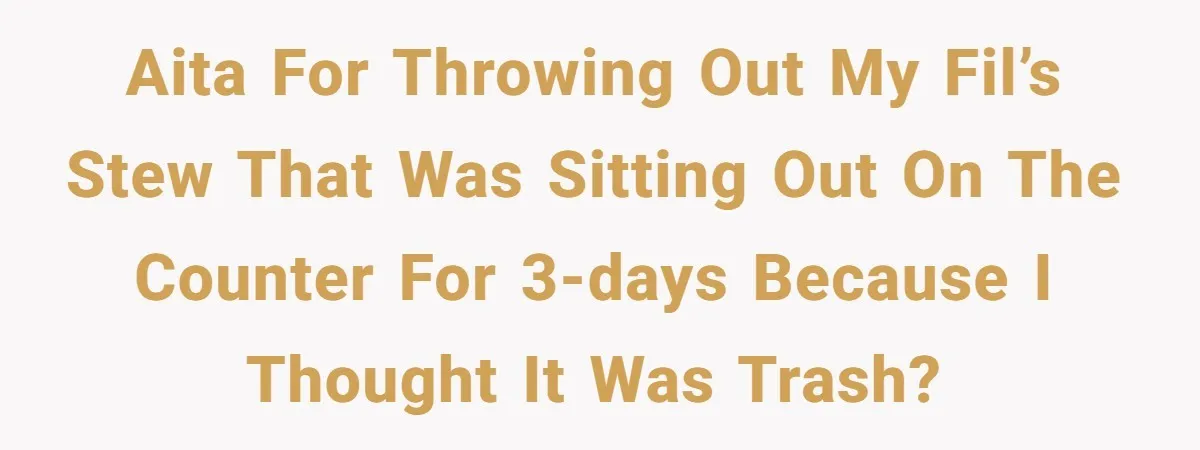 AITA for throwing out my FIL’s stew that was sitting out on the counter for 3-days because I thought it was trash?