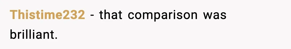 Thistime232 - that comparison was brilliant.