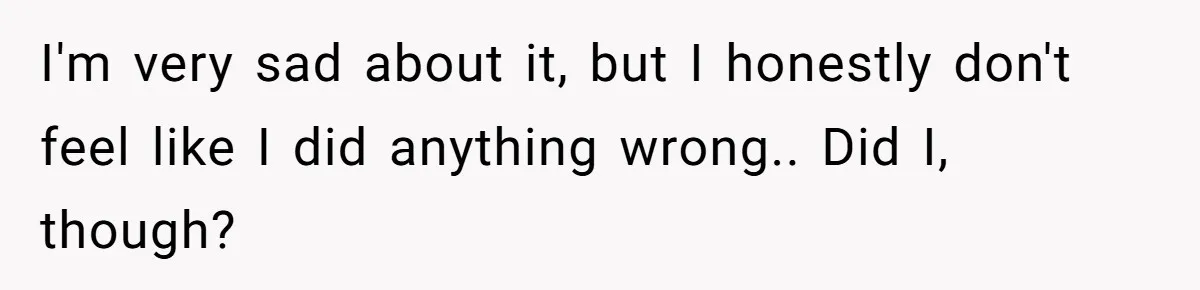 I'm very sad about it, but I honestly don't feel like I did anything wrong.. Did I, though?