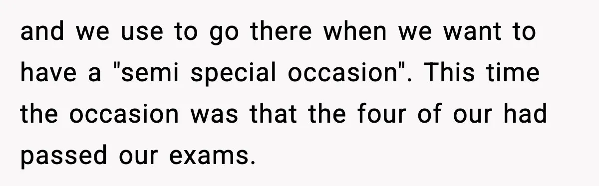 and we use to go there when we want to have a "semi special occasion". This time the occasion was that the four of our had passed our exams.