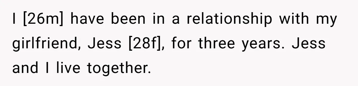 I [26m] have been in a relationship with my girlfriend, Jess [28f], for three years. Jess and I live together.