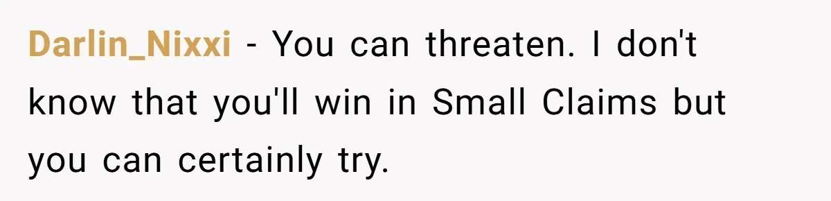 Darlin_Nixxi − You can threaten. I don't know that you'll win in Small Claims but you can certainly try.