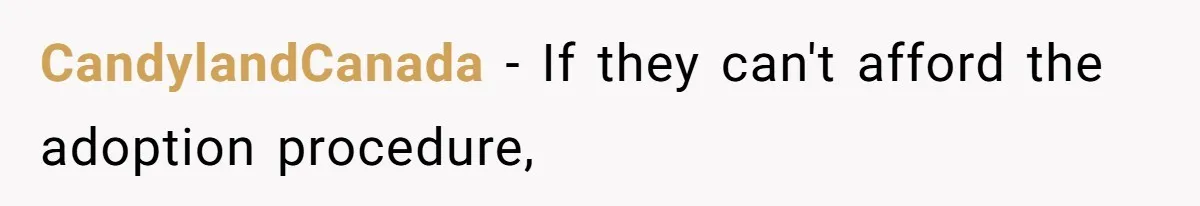 CandylandCanada − If they can't afford the adoption procedure,