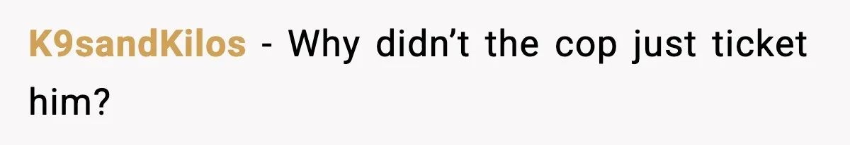 K9sandKilos - Why didn’t the cop just ticket him?