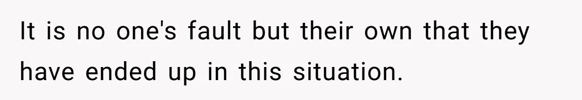 It is no one's fault but their own that they have ended up in this situation.