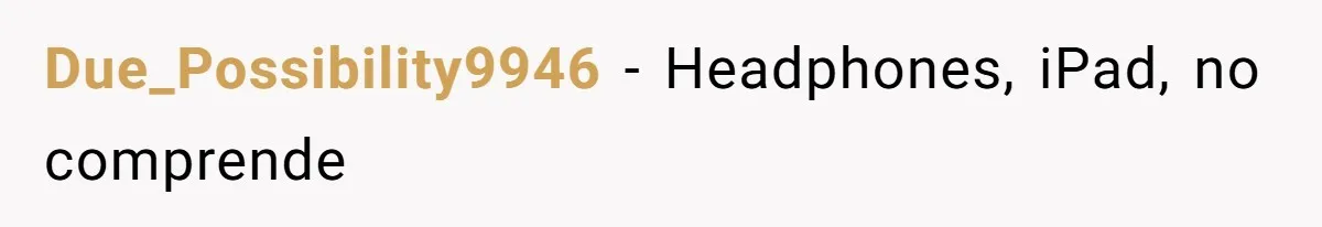Due_Possibility9946 − Headphones, iPad, no comprende