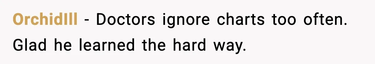 Doctor Ignores Patient Warning, Regrets It After Vomit Incident OrchidIll - Doctors ignore charts too often. Glad he learned the hard way.
