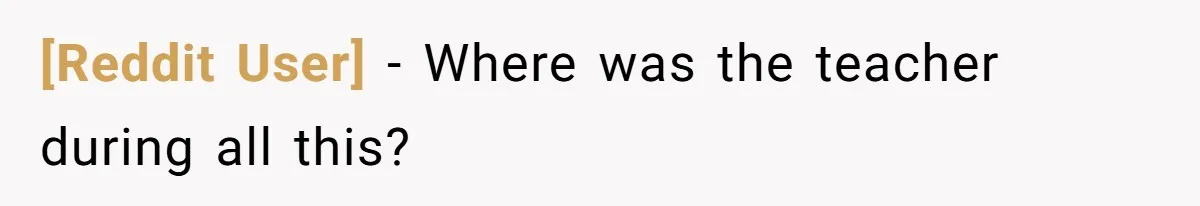 [Reddit User] − Where was the teacher during all this?