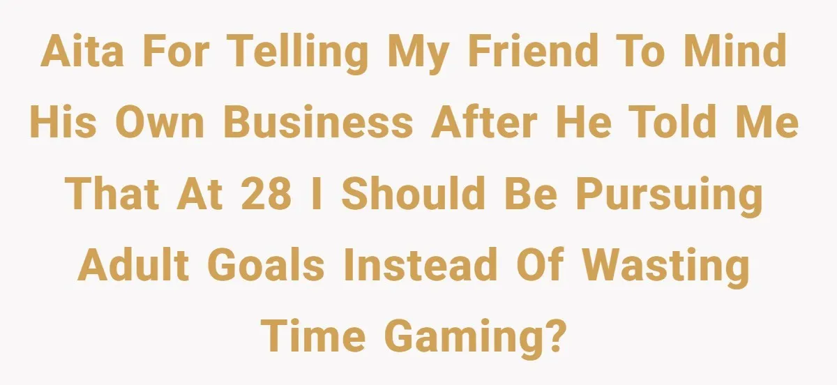 AITA for telling my friend to mind his own business after he told me that at 28 I should be pursuing adult goals instead of wasting time gaming?