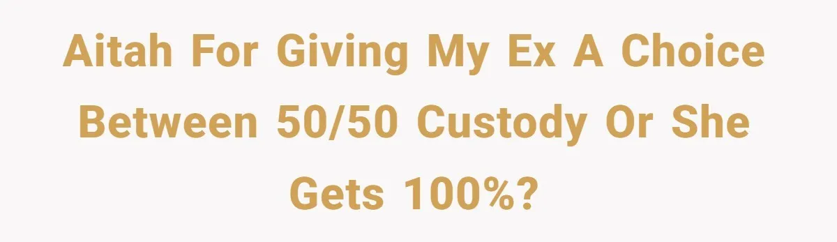 Aitah for giving my ex a choice between 50/50 custody or she gets 100%?