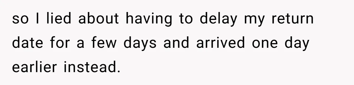 so I lied about having to delay my return date for a few days and arrived one day earlier instead.