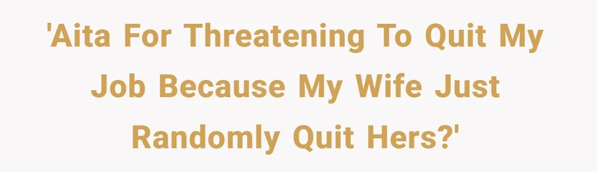 Wife Quits Job After Inheriting Millions, Husband Threatens To Quit Too 'AITA for threatening to quit my job because my wife just randomly quit hers?'