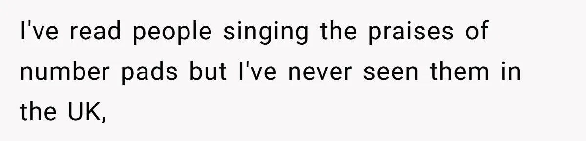 I've read people singing the praises of number pads but I've never seen them in the UK,