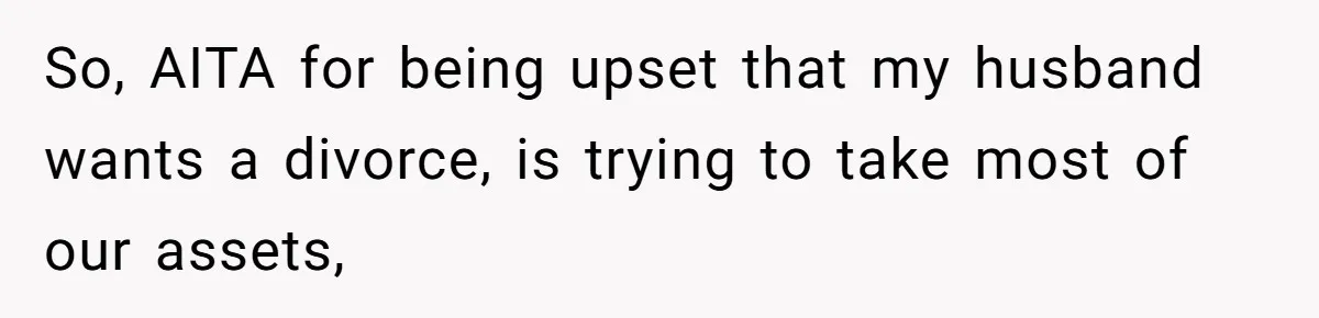 Husband Comes Out After 8 Years, Then Demands Divorce And Full Custody So, AITA for being upset that my husband wants a divorce, is trying to take most of our assets,