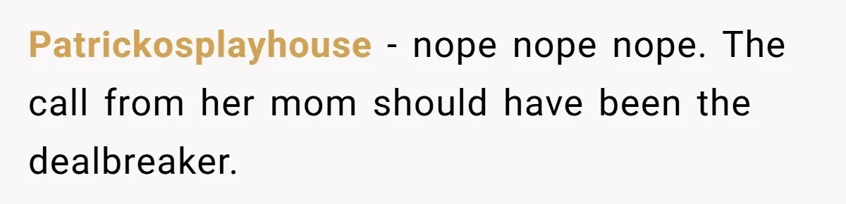 Man Refuses To Bankroll Girlfriend’s Dream Of Being A Stay-At-Home Mom, Her Mom Calls Him ‘Selfish’ Patrickosplayhouse − nope nope nope. The call from her mom should have been the dealbreaker.