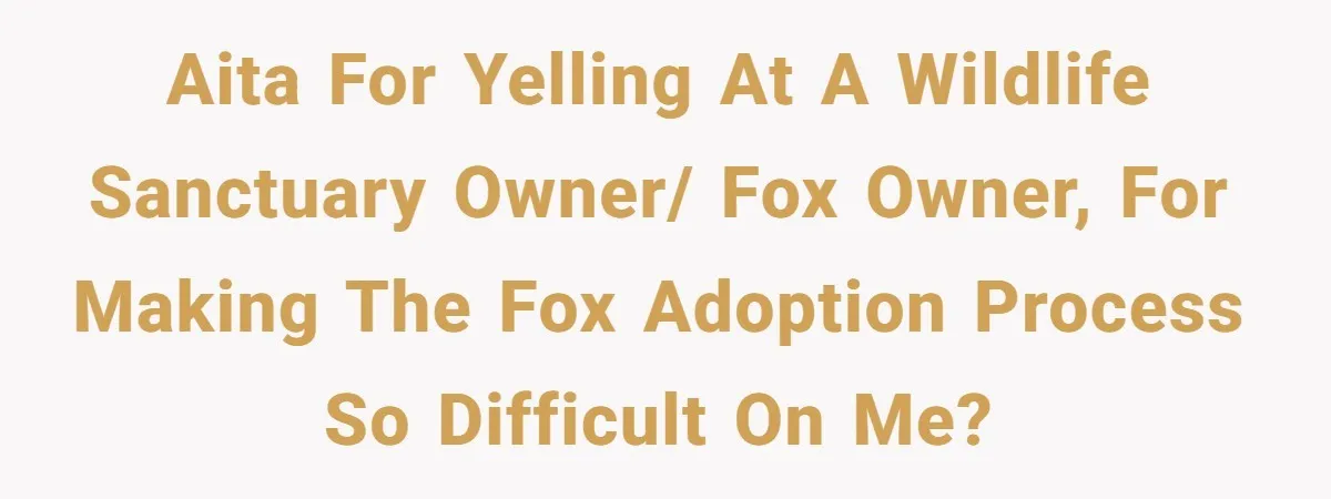 AITA for yelling at a wildlife sanctuary owner/ fox owner, for making the fox adoption process so difficult on me?