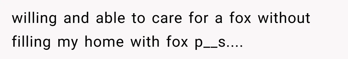 willing and able to care for a fox without filling my home with fox p__s....