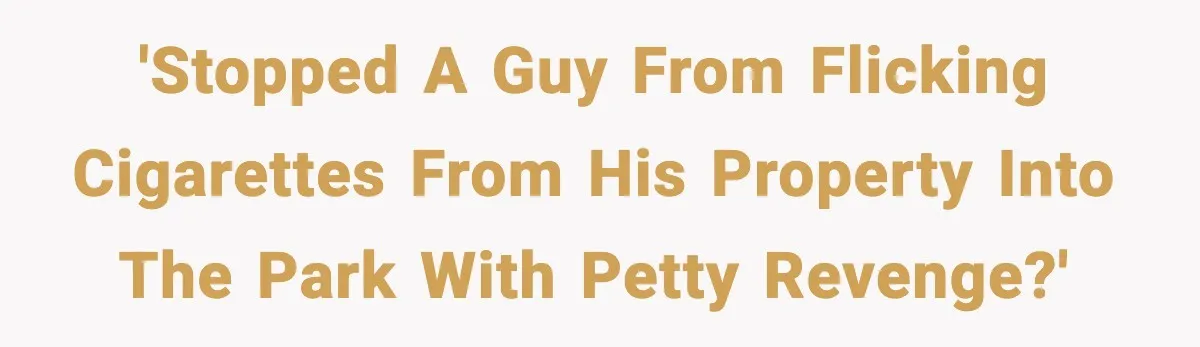 'Stopped a guy from flicking cigarettes from his property into the park with petty revenge?'