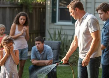 Dad Soaks Niece With Hose After She Keeps Throwing Water Balloons At His Son