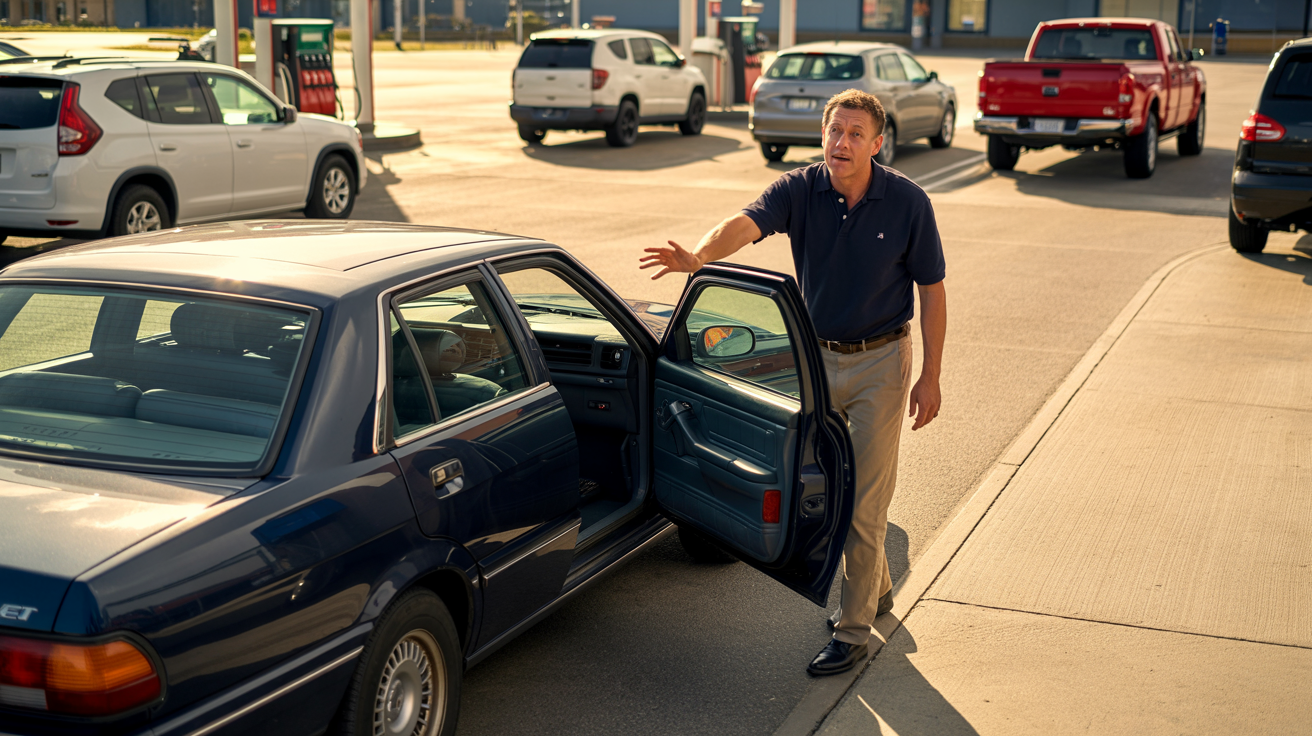 Rude Driver Blocks Gas Station Exit And Faces Instant Payback Moment
