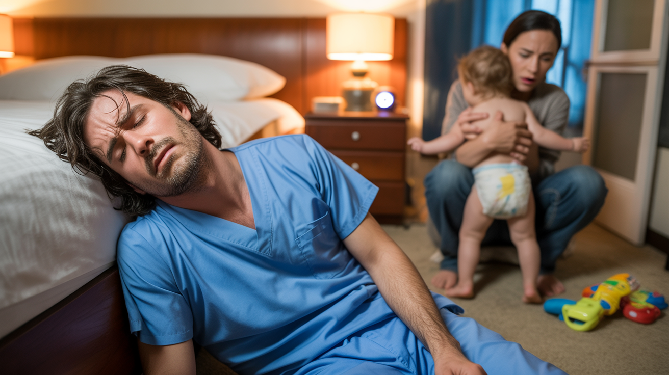 Exhausted Nurse Collapses Into Bed After Brutal Shifts But Wife Demands Diaper Change Immediately