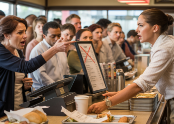 Man Snaps At Angry Woman Berating Cashier Over Missing Shrimp In Busy Line