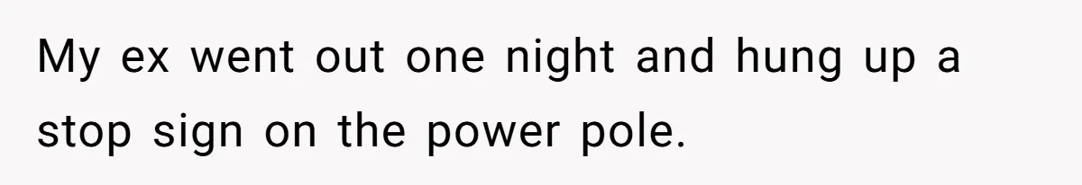 My ex went out one night and hung up a stop sign on the power pole.