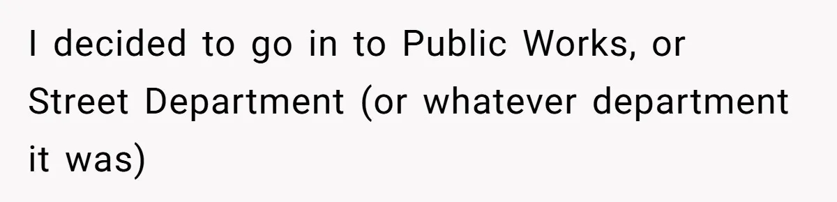 I decided to go in to Public Works, or Street Department (or whatever department it was)