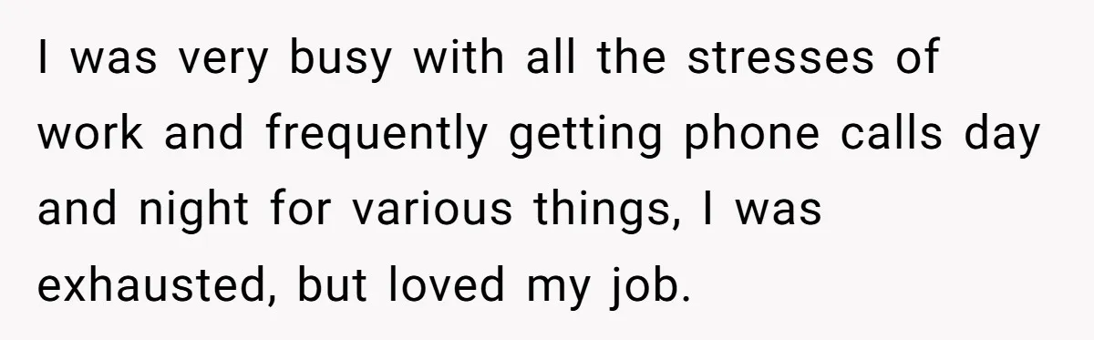 She Supported His Dreams, Paid the Bills, and Lived on Ramen, Until One Missed Pizza Order Changed Everything I was very busy with all the stresses of work and frequently getting phone calls day and night for various things, I was exhausted, but loved my job.