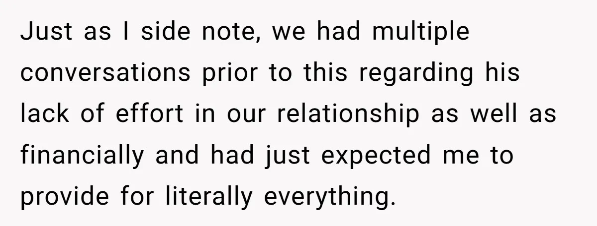 She Supported His Dreams, Paid the Bills, and Lived on Ramen, Until One Missed Pizza Order Changed Everything Just as I side note, we had multiple conversations prior to this regarding his lack of effort in our relationship as well as financially and had just expected me to...