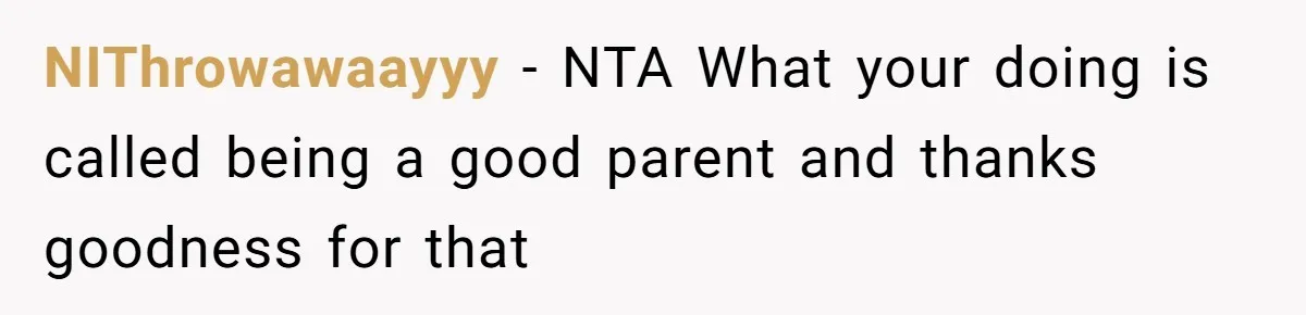 NIThrowawaayyy − NTA What your doing is called being a good parent and thanks goodness for that
