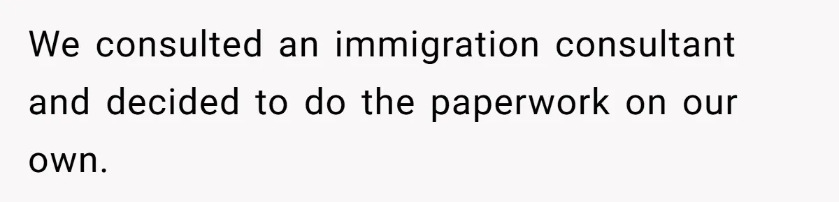 We consulted an immigration consultant and decided to do the paperwork on our own.