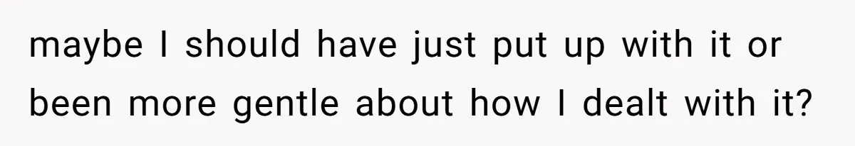 maybe I should have just put up with it or been more gentle about how I dealt with it?