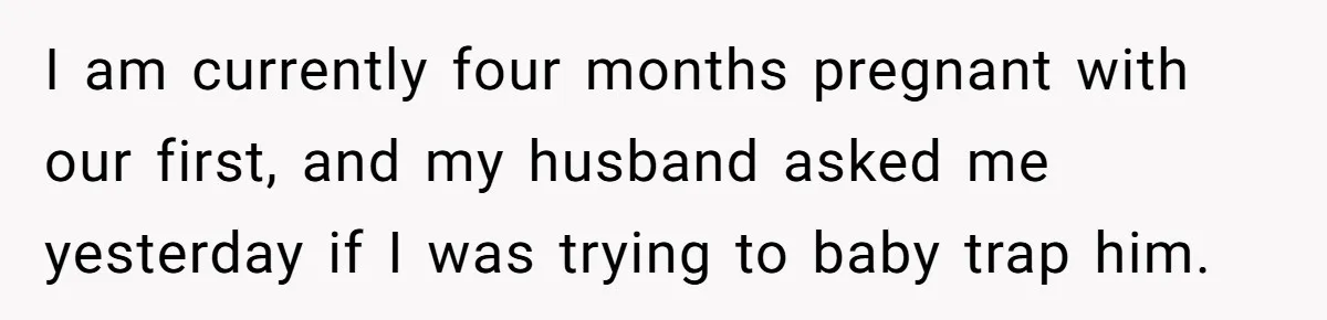 I am currently four months pregnant with our first, and my husband asked me yesterday if I was trying to baby trap him.