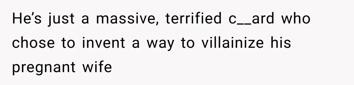 He’s just a massive, terrified c__ard who chose to invent a way to villainize his pregnant wife