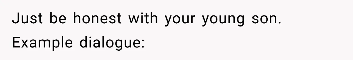 Just be honest with your young son. Example dialogue: