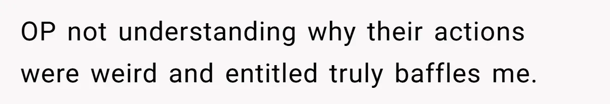 OP not understanding why their actions were weird and entitled truly baffles me.