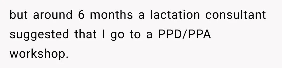 but around 6 months a lactation consultant suggested that I go to a PPD/PPA workshop.
