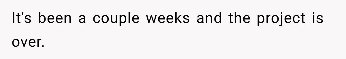 It's been a couple weeks and the project is over.