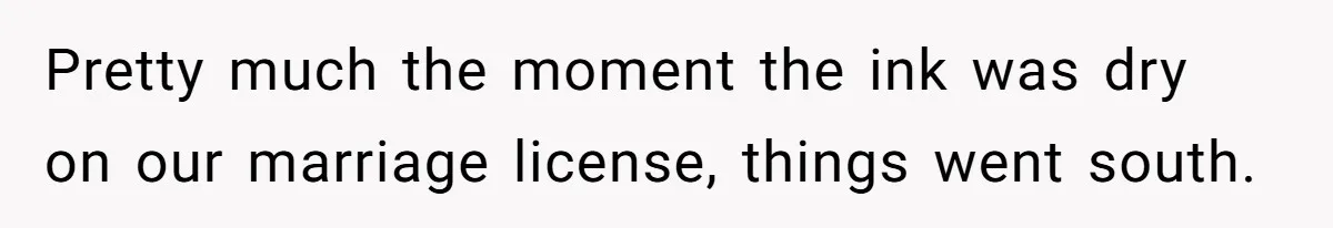 Pretty much the moment the ink was dry on our marriage license, things went south.
