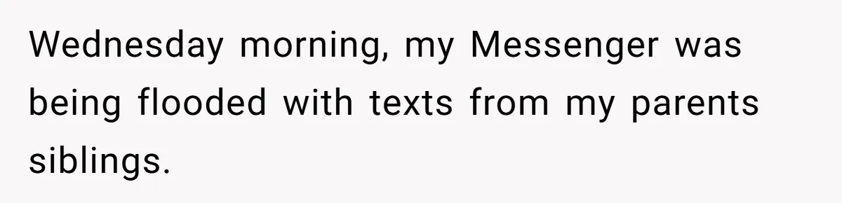 Wednesday morning, my Messenger was being flooded with texts from my parents siblings.